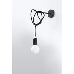 Luminaire Center Applique murale EDISON acier/corde en textile noir 1 ampoule