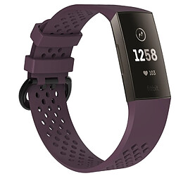 Wewoo Bracelet pour montre connectée Dragonne ajustable avec trou carré FITBIT Charge 3 violet foncé