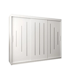 Abiks Meble Armoire YORK À Portes Coulissantes 200/250/62 3 Portes (Blanc/Blanc)