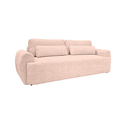 Bestmobilier Mahina - canapé droit 3 places - convertible avec coffre - en tissu bouclette Mahina - canapé droit 3 places - convertible avec coffre - en tissu bouclette - Rose