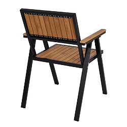 Mendler Lot de 2 chaises de jardin HWC-J95, chaise de balcon aluminium aspect bois ~ structure noire, teak pas cher