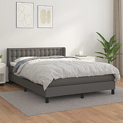 vidaXL Sommier à lattes de lit avec matelas Gris 140x200 cm Similicuir 