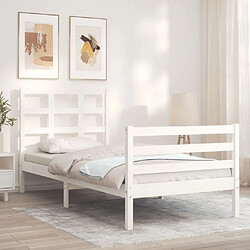 Acheter Maison Chic Cadre/structure de lit avec tête de lit pour adulte - Lit Moderne Chambre blanc petit simple bois massif -MN70237