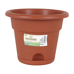 Totalcadeau Pot avec soucoupe en plastique résistant marron Mesure - ø 25 x 20 cm pas cher Pot avec soucoupe en plastique résistant marron Mesure - ø 25 x 20 cm