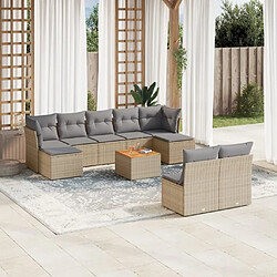 Maison Chic Ensemble Tables et chaises à dîner d'extérieur 10 pcs avec coussins,Salon de jardin mélange beige résine tressée -GKD960305