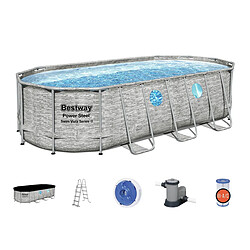 Piscine tubulaire Power Steel SwimVista avec hublots ovale 5,49 x 2,74 x 1,22 m - Bestway