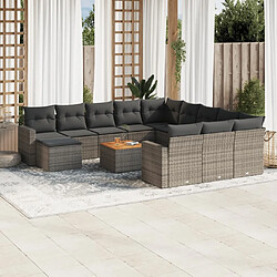 Maison Chic Salon de jardin avec coussins 13 pcs | Ensemble de Table et chaises | Mobilier d'Extérieur gris résine tressée -GKD13971