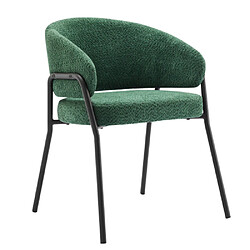 ComfortXL Chaise de Salle à Manger en Velours, Lot de 6, Accoudoirs, Pieds Métalliques Noirs - Vert Foncé