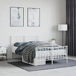 Maison Chic Cadre/structure de lit métal et tête de lit + pied de lit pour adulte - Lit Moderne Chambre blanc 120x190cm -MN14000