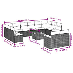 Acheter vidaXL Salon de jardin avec coussins 13 pcs noir résine tressée