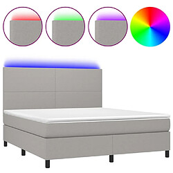 vidaXL Sommier à lattes de lit et matelas et LED Gris clair 160x200 cm