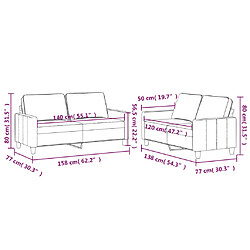 vidaXL Ensemble de canapés 2 pcs avec coussins Gris clair Velours pas cher