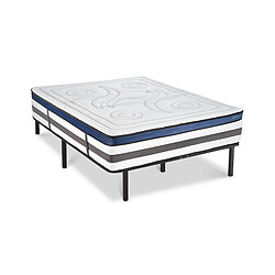 MAISON AUBERTIN Matelas Mémoire 30cm + sommier métal 140x200 Ensemble Matelas à Mémoire de forme h30cm Sommier en kit métal 140x200