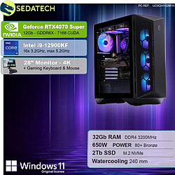 Sedatech Pack PC Gamer • Intel i9-12900KF • RTX4070 Super • 32Go RAM • 2To SSD M.2 • Windows 11 • Moniteur 28"