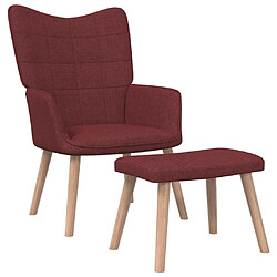 Maison Chic Chaise de relaxation | Fauteuil relax avec tabouret Rouge bordeaux Tissu -GKD47023