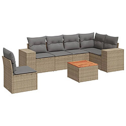 vidaXL Salon de jardin avec coussins 7 pcs beige résine tressée