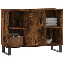 Avis Maison Chic Armoire salle de bain,Meuble de rangement de salle de bain,Meuble haut chêne fumé 80x33x60cm bois d'ingénierie -GKD234400