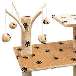 Acheter Arbre à chat,niche pour chat et griffoir Sisal 125 cm Empreintes de pattes Beige -MN28567