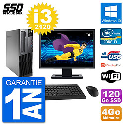 PC Lenovo M92p SFF Ecran 19" Intel i3-2120 RAM 4Go SSD 120Go Windows 10 Wifi · Occasion 