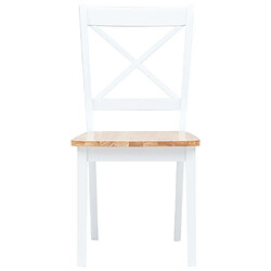 Avis Maison Chic Lot de 4 Chaises à manger,Chaise pour cuisine blanc et bois clair bois hévéa massif -MN13796