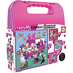 Educa Borras MINNIE Malette Puzzles Progressifs Minnie + The Happy Helpers 12-16-20-25 