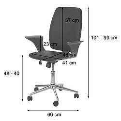 Decoshop26 Chaise de bureau pivotante en synthétique courbé gris revêtement noir rotatif à 360° 04_0001812