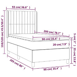 vidaXL Sommier à lattes de lit et matelas Gris clair 90x200 cm Velours pas cher