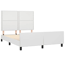 Acheter Maison Chic Cadre/structure de lit avec tête de lit pour adulte - Lit Moderne Chambre Blanc 140x200 cm Similicuir -MN36359