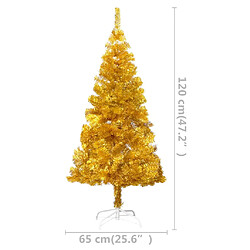 Acheter vidaXL Arbre de Noël artificiel pré-éclairé et boules doré 120 cm PET