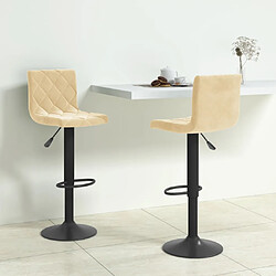 vidaXL Tabourets de bar lot de 2 crème velours 