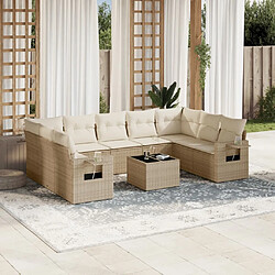 Maison Chic Salon de jardin avec coussins 10 pcs, Ensemble Tables et chaises de jardin, beige résine tressée -GKD761017