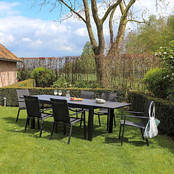 Wilsa Garden Salon de jardin en aluminium et HPL Star Table et 6 fauteuils.