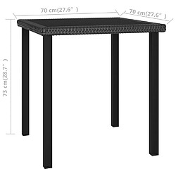 Avis vidaXL Table à dîner de jardin Noir 70x70x73 cm Résine tressée