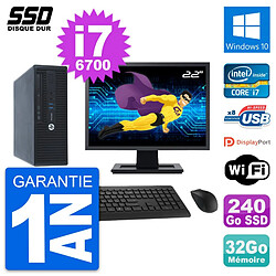 PC HP ProDesk 400 G3 SFF Ecran 22" i7-6700 RAM 32Go SSD 240Go Windows 10 Wifi · Occasion 