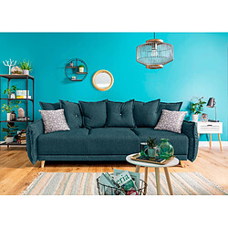 Bestmobilier Lena - canapé 3 places convertible - avec coffre - en tissu style scandinave Lena - canapé 3 places convertible - avec coffre - en tissu style scandinave - Bleu turquoise