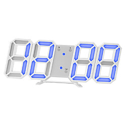 Numérique 3D LED Horloge Murale Réveil Snooze Affichage 12/24 Heures W_Blue