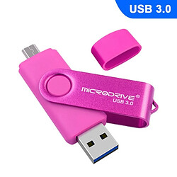 Wewoo Clé USB MicroDrive 64 Go USB 3.0 Téléphone et ordinateur Android Double disque rotatif en métal U rose