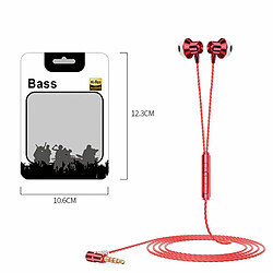 Casque 3.5Mm En Forme De L Prise À Angle Droit À 90 Degrés Casque De Basse Stéréo Contrôle De Fil Écouteurs Intra-Auriculaires Rouge 