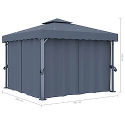 vidaXL Tonnelle avec rideau 3x3 m Anthracite Aluminium pas cher