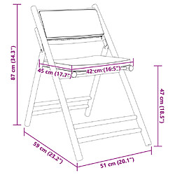 vidaXL Ensemble de bistro pliante 3 pcs et coussins blanc crème bambou pas cher