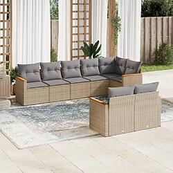 vidaXL Salon de jardin avec coussins 8pcs mélange beige résine tressée 