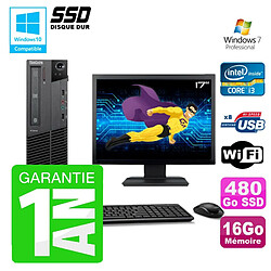 PC Lenovo M91p SFF Intel I3-2120 16Go Disque 480Go SSD Graveur Wifi W7 Ecran 17" - Occasion