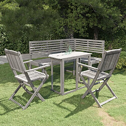 Maison Chic Mobilier de bistro et chaises de jardin 4 pcs Bois d'acacia solide Gris -GKD514649