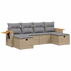 vidaXL Salon de jardin avec coussins 6pcs mélange beige résine tressée