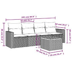 Acheter vidaXL Salon de jardin 5 pcs avec coussins noir résine tressée