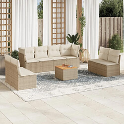 Maison Chic Salon de jardin avec coussins 9 pcs | Ensemble de Table et chaises | Mobilier d'Extérieur beige résine tressée -GKD72707