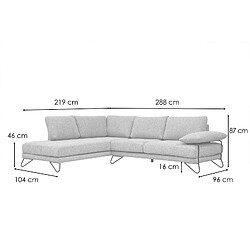 Acheter Courtois Laville Canapé d'angle gauche 5 places tissu gris foncé - Lori