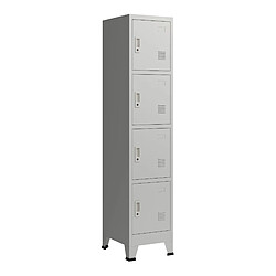 Helloshop26 Casier de bureau armoire meuble de rangement pour bureau atelier chambre acier métallique avec 4 portes acier laqué 180 x 38 x 45 cm gris 03_0006348