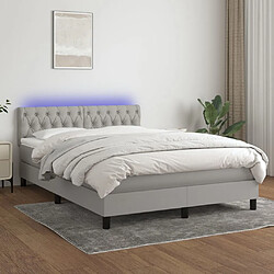 vidaXL Sommier à lattes de lit et matelas et LED Gris clair 140x200 cm 