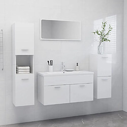 ComfortXL Ensemble De Meubles De Salle De Bain Blanc Brillant Aggloméré 